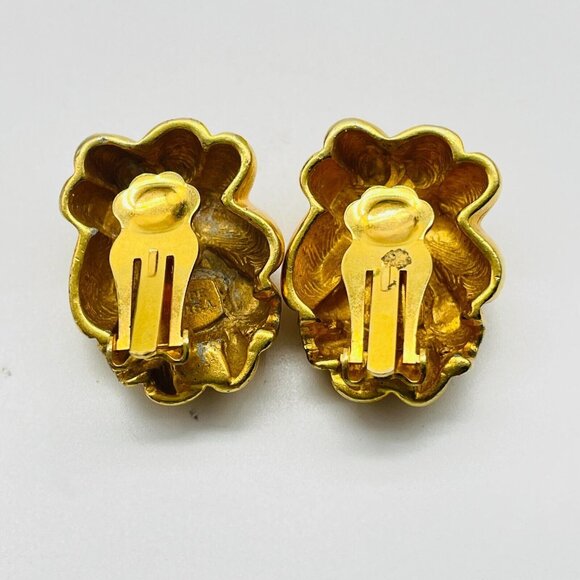 MADE IN USA Knot Earrings Clip On Gold Tone Classic Career Workwear - Picture 2 of 13